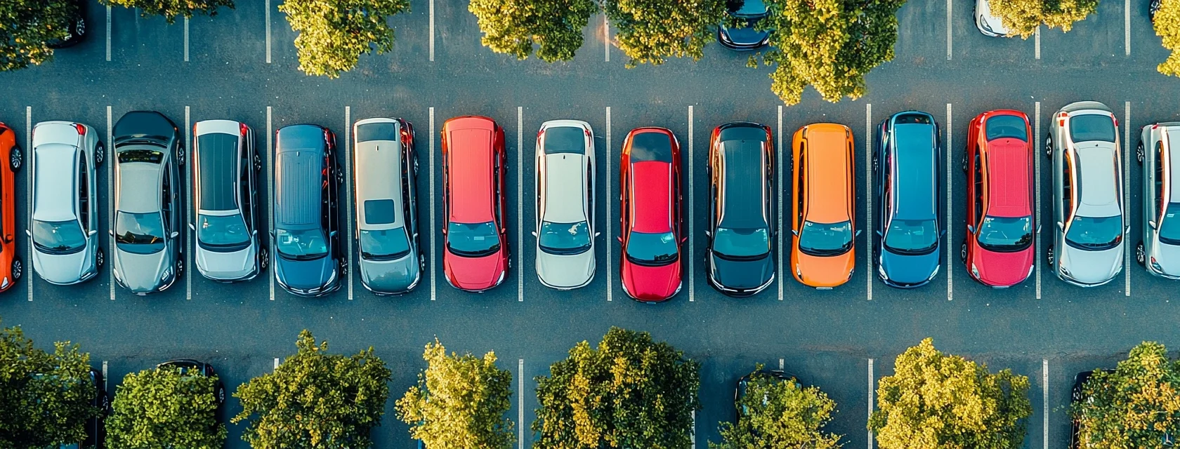 aerial view of cars